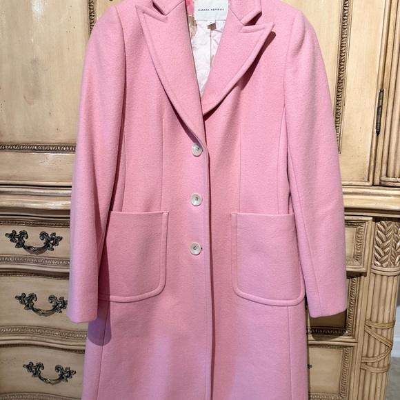 Banana Republic Pink Wool Trench Coat - Picture 1 of 7